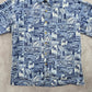 Cooke Street Blue Beach Palm Tropical Surf Island Vintage Hawaiian Shirt Large