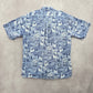 Cooke Street Blue Beach Palm Tropical Surf Island Vintage Hawaiian Shirt Large