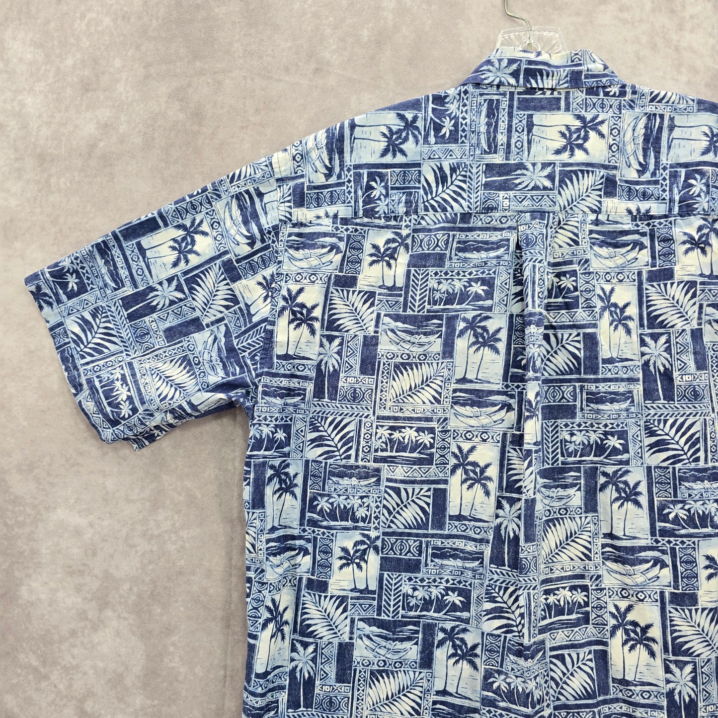 Cooke Street Blue Beach Palm Tropical Surf Island Vintage Hawaiian Shirt Large