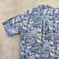 Cooke Street Blue Beach Palm Tropical Surf Island Vintage Hawaiian Shirt Large