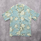 Tropical Group Blue Beach Palm Tropical Surf Island Vintage Hawaiian Shirt Large