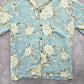 Tropical Group Blue Beach Palm Tropical Surf Island Vintage Hawaiian Shirt Large