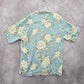 Tropical Group Blue Beach Palm Tropical Surf Island Vintage Hawaiian Shirt Large