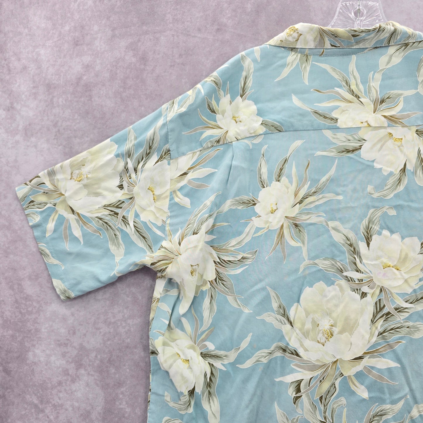 Tropical Group Blue Beach Palm Tropical Surf Island Vintage Hawaiian Shirt Large