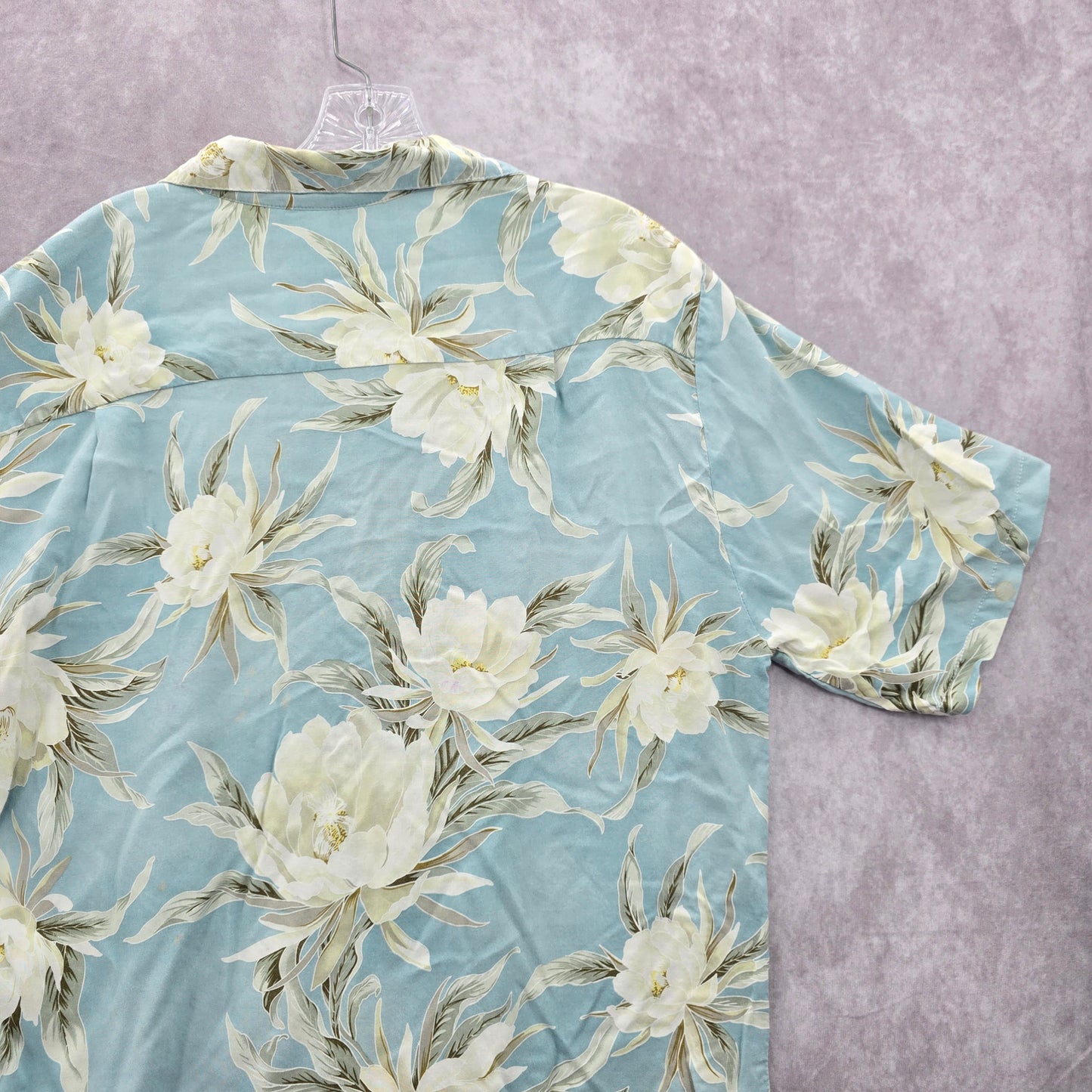 Tropical Group Blue Beach Palm Tropical Surf Island Vintage Hawaiian Shirt Large