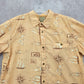 Scandia Woods Orange Compass Travel Tropical Island Vintage Hawaiian Shirt Large