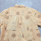 Scandia Woods Orange Compass Travel Tropical Island Vintage Hawaiian Shirt Large