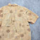 Scandia Woods Orange Compass Travel Tropical Island Vintage Hawaiian Shirt Large