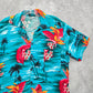 Blue Floral Jamaica Beach Palm Tropical Surf Island Vintage Hawaiian Shirt M