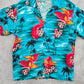 Blue Floral Jamaica Beach Palm Tropical Surf Island Vintage Hawaiian Shirt M