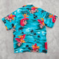 Blue Floral Jamaica Beach Palm Tropical Surf Island Vintage Hawaiian Shirt M
