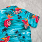 Blue Floral Jamaica Beach Palm Tropical Surf Island Vintage Hawaiian Shirt M