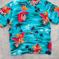 Blue Floral Jamaica Beach Palm Tropical Surf Island Vintage Hawaiian Shirt M