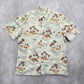 Island Shores Gray Beach Palm Tropical Surf Island Vintage Hawaiian Shirt Large