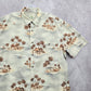 Island Shores Gray Beach Palm Tropical Surf Island Vintage Hawaiian Shirt Large