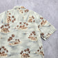 Island Shores Gray Beach Palm Tropical Surf Island Vintage Hawaiian Shirt Large