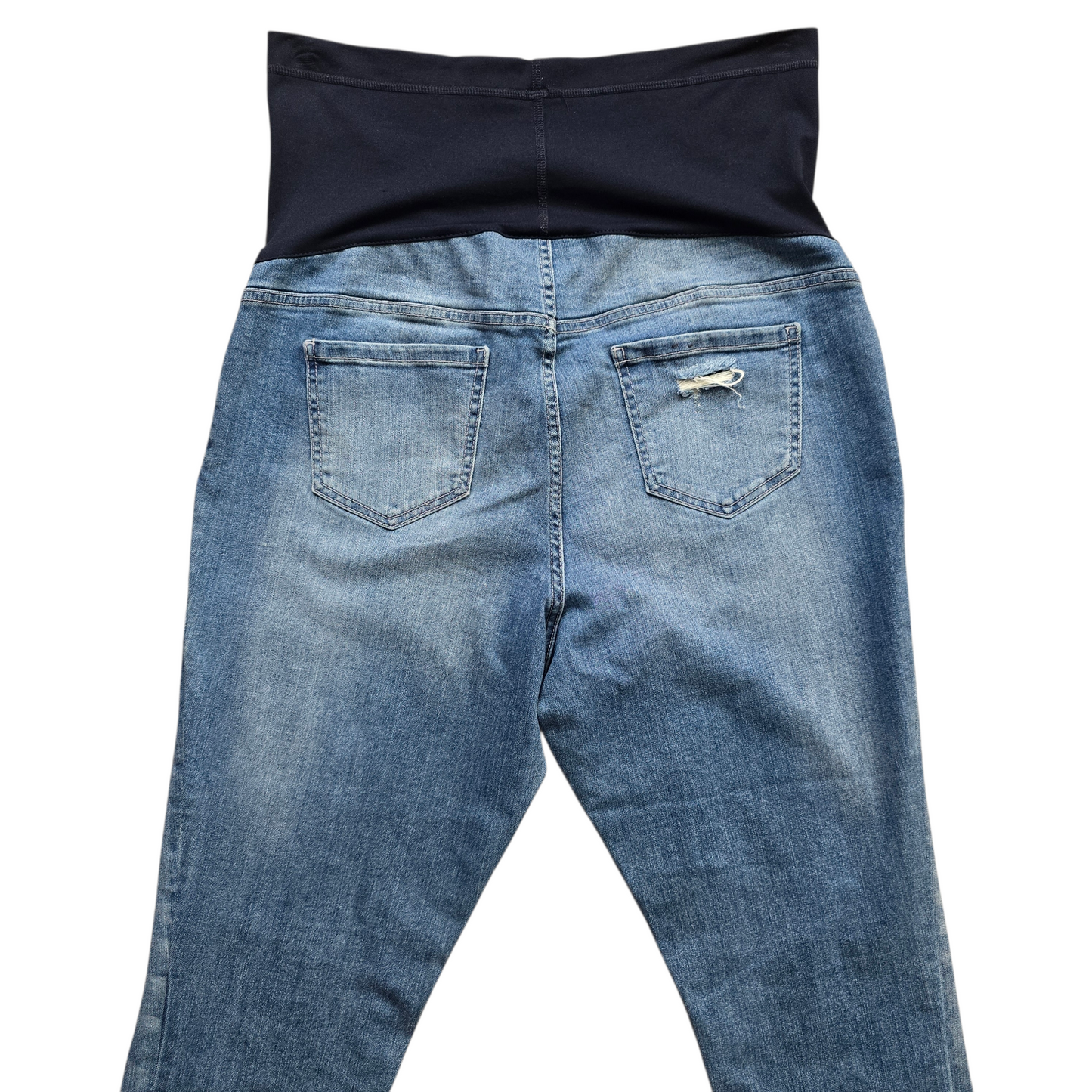 Liz Lange Maternity Blue Distressed Cotton Stretch Jeggings Jeans Pants Large