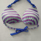 Purple Y2K Swim Resort Beach Stripe Grunge Goth Tropical Bikini Top Large Large