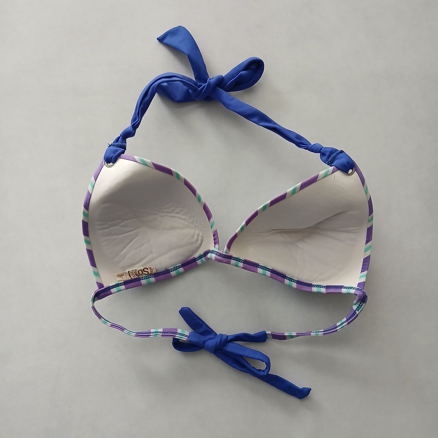 Purple Y2K Swim Resort Beach Stripe Grunge Goth Tropical Bikini Top Large Large