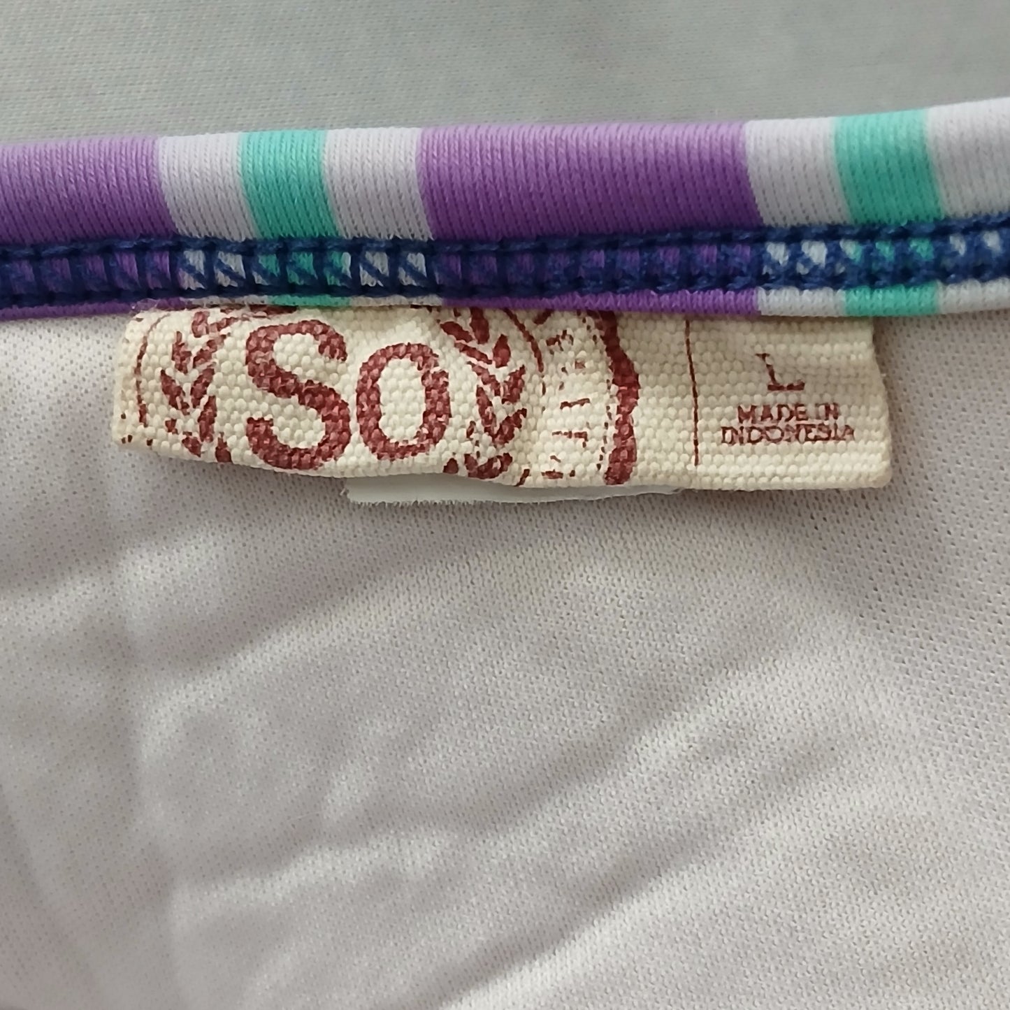 Purple Y2K Swim Resort Beach Stripe Grunge Goth Tropical Bikini Top Large Large