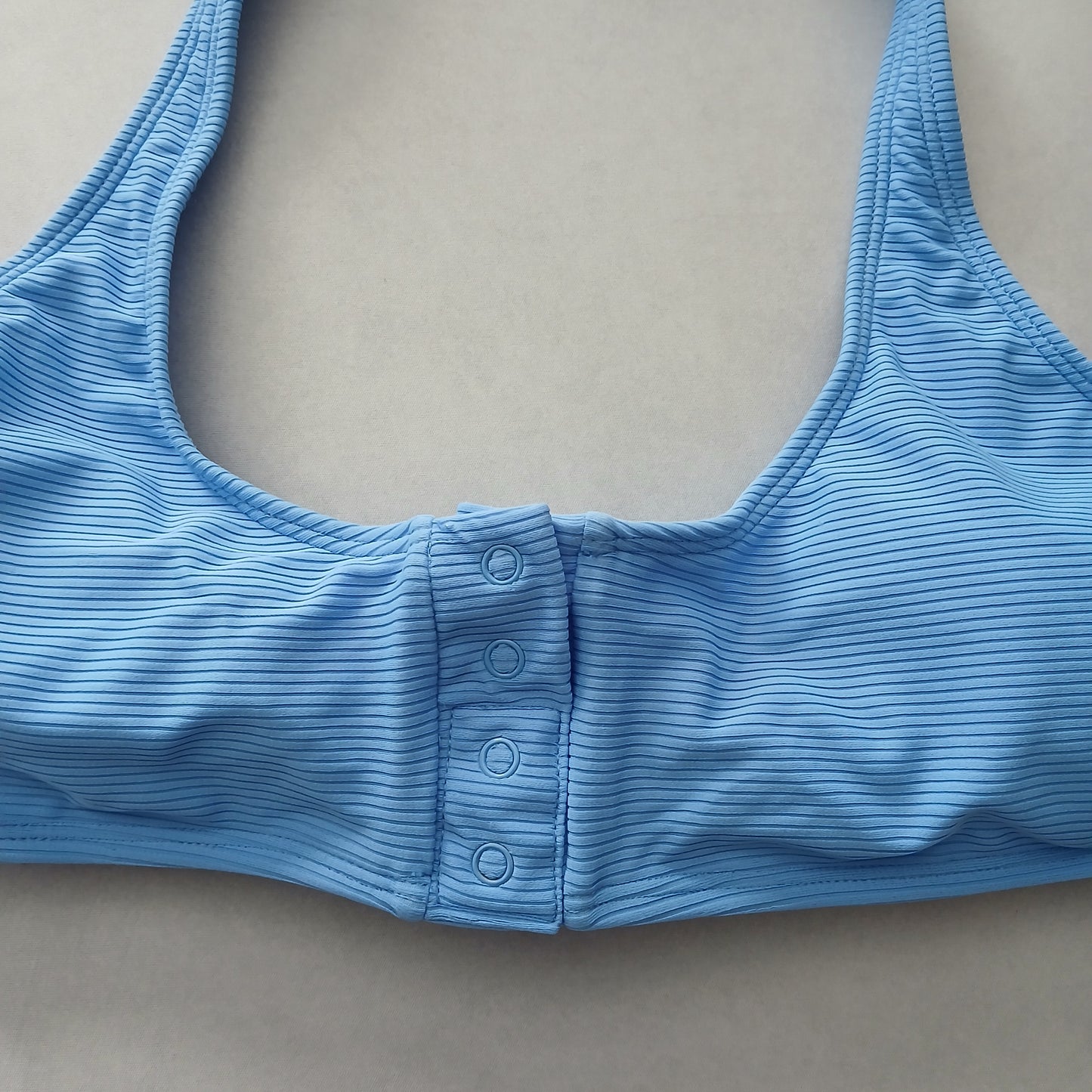 Blue Y2K Swim Resort Beach Vacation Halter Grunge Tropical Goth Bikini Top Large