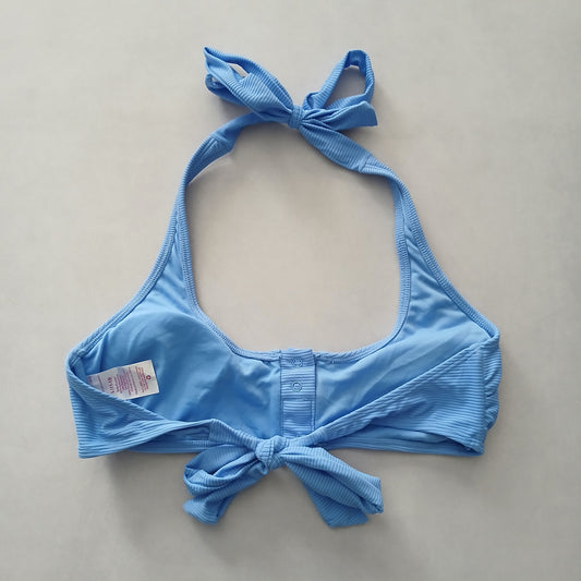 Blue Y2K Swim Resort Beach Vacation Halter Grunge Tropical Goth Bikini Top Large