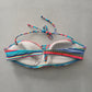 Colorful Y2K Swim Resort Beach Vacation Stripe Grunge Tropical Goth Bikini Top Large