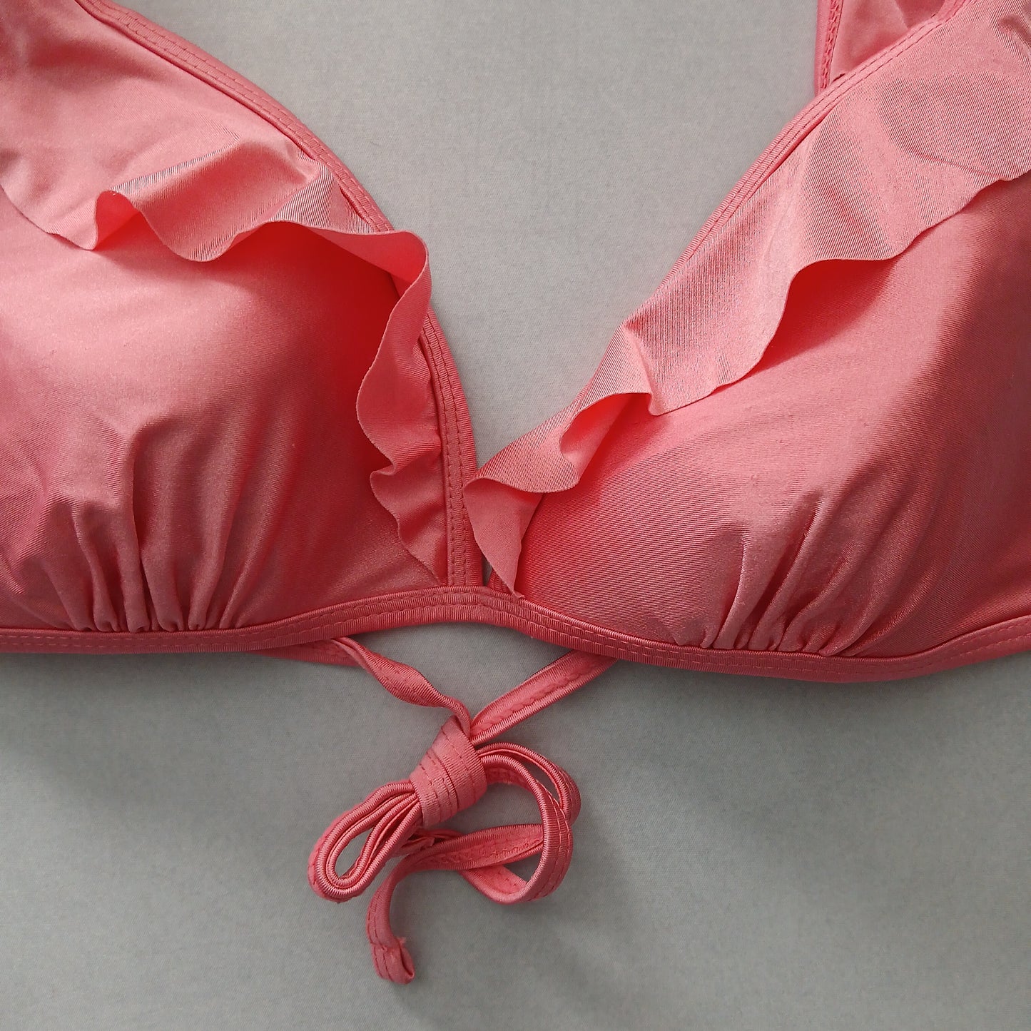 Pink Y2K Swim Resort Beach Vacation Ruffle Grunge Tropical Goth Bikini Top Large