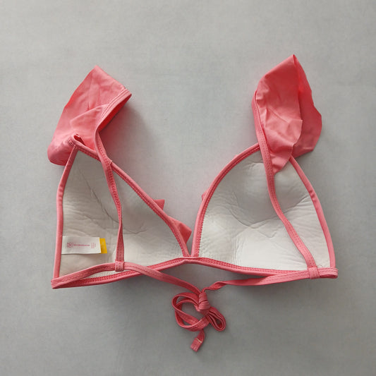 Pink Y2K Swim Resort Beach Vacation Ruffle Grunge Tropical Goth Bikini Top Large