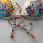 Colorful Y2K Swim Resort Beach Vacation Grunge Tropical Goth Bikini Top Large