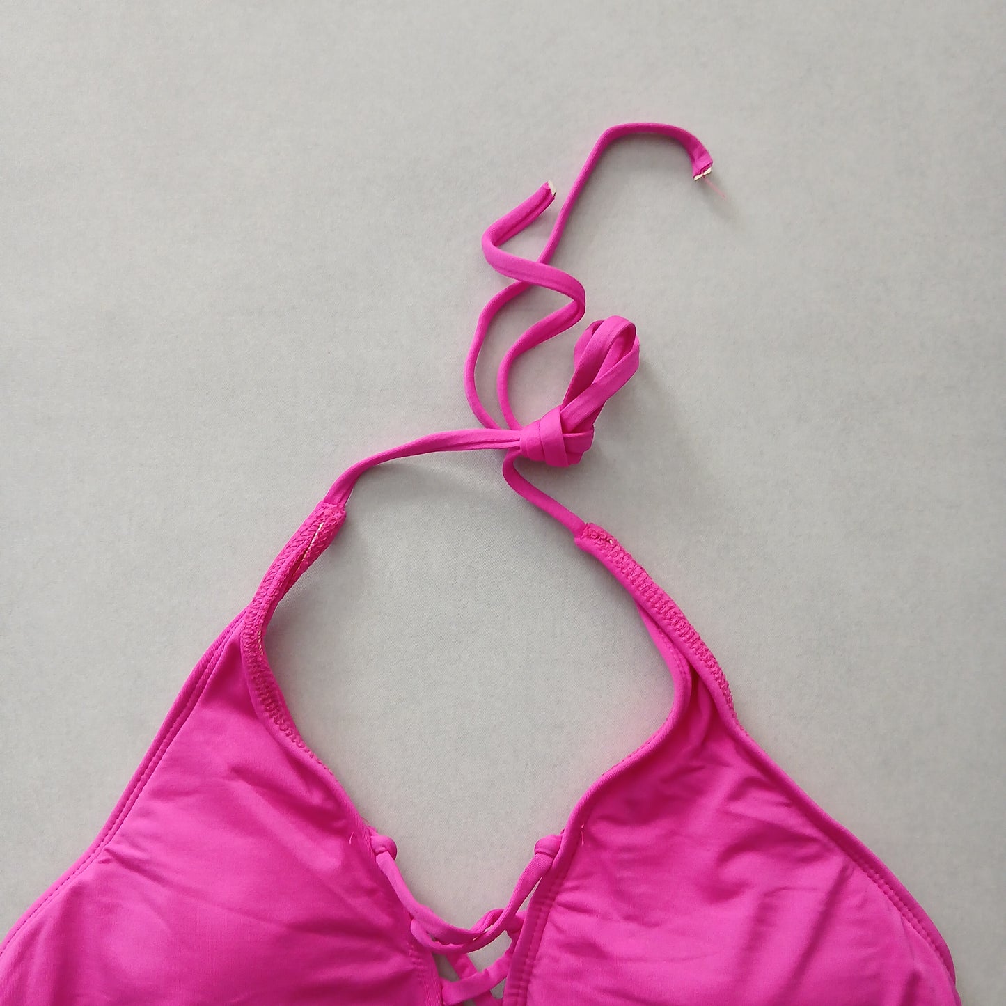 Pink Y2K Swim Resort Beach Vacation Grunge Halter Tropical Goth Bikini Top Large