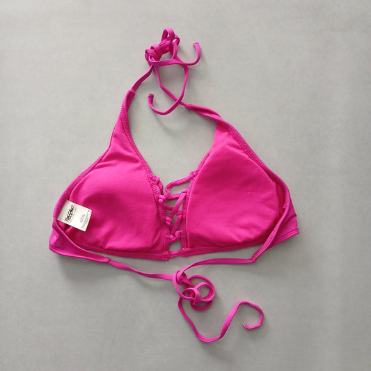 Pink Y2K Swim Resort Beach Vacation Grunge Halter Tropical Goth Bikini Top Large