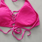 Pink Y2K Swim Resort Beach Vacation Grunge Halter Tropical Goth Bikini Top Large