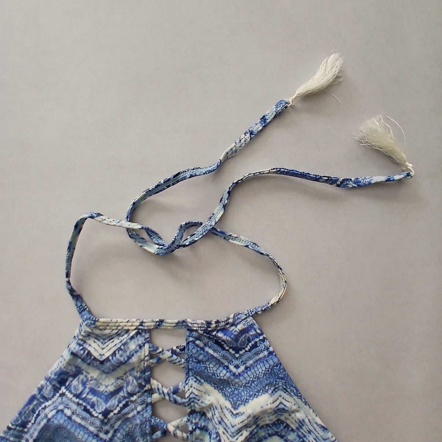 Blue Y2K Swim Resort Beach Vacation Grunge Tropical Goth Bikini Top Large