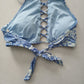 Blue Y2K Swim Resort Beach Vacation Grunge Tropical Goth Bikini Top Large