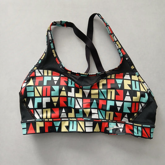 Black Y2K VTG Sports Bra Activewear Crisscross Yoga Fitness Geometric Top Small