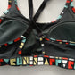 Black Y2K VTG Sports Bra Activewear Crisscross Yoga Fitness Geometric Top Small