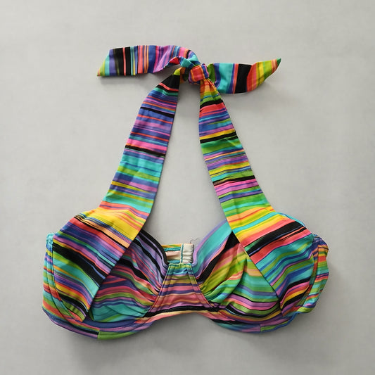 Colorful Y2K Swim Resort Beach Vacation Grunge Tropical Goth Bikini Top Large 38C