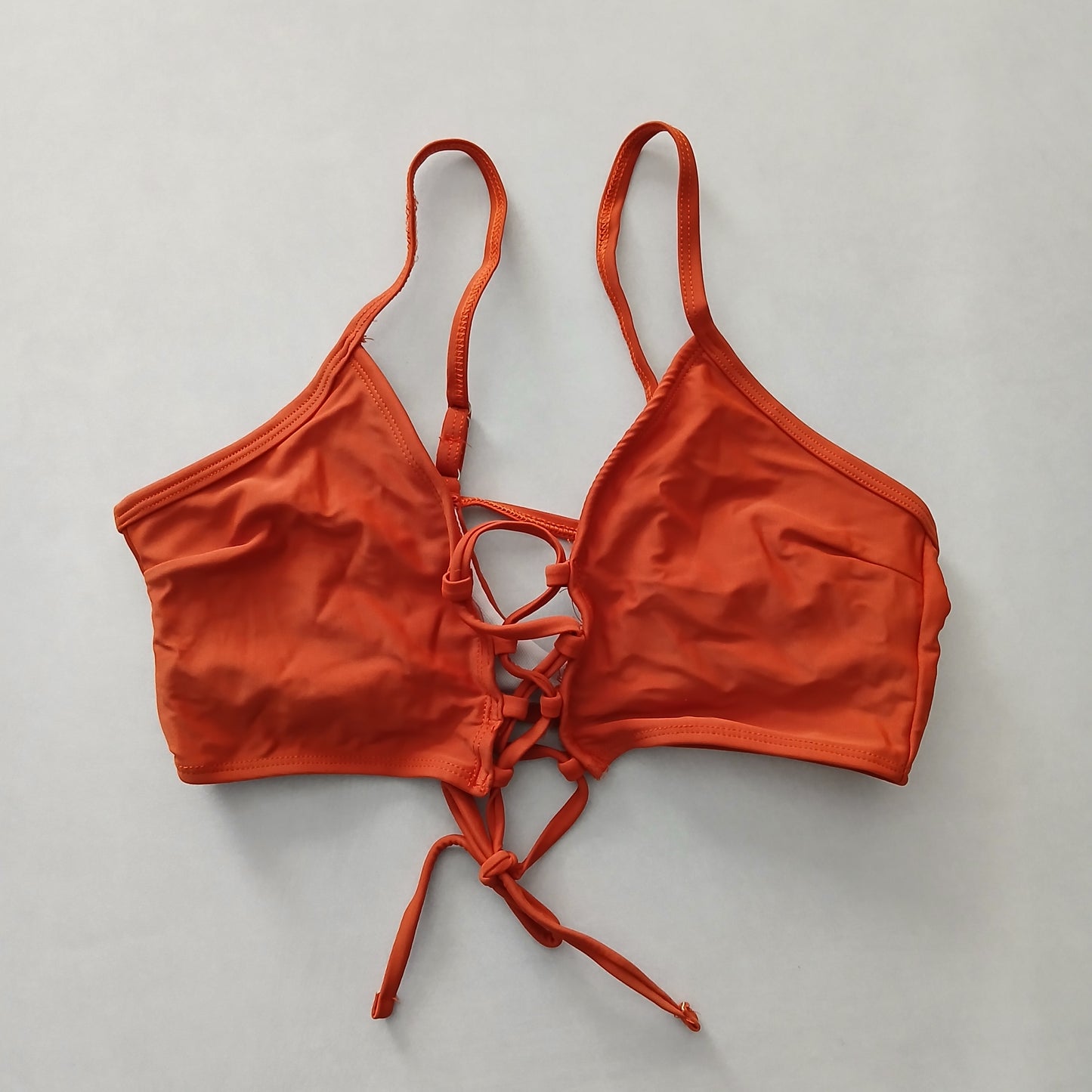 Orange Y2K Swim Resort Beach Vacation Grunge Tropical Goth Bikini Top Large