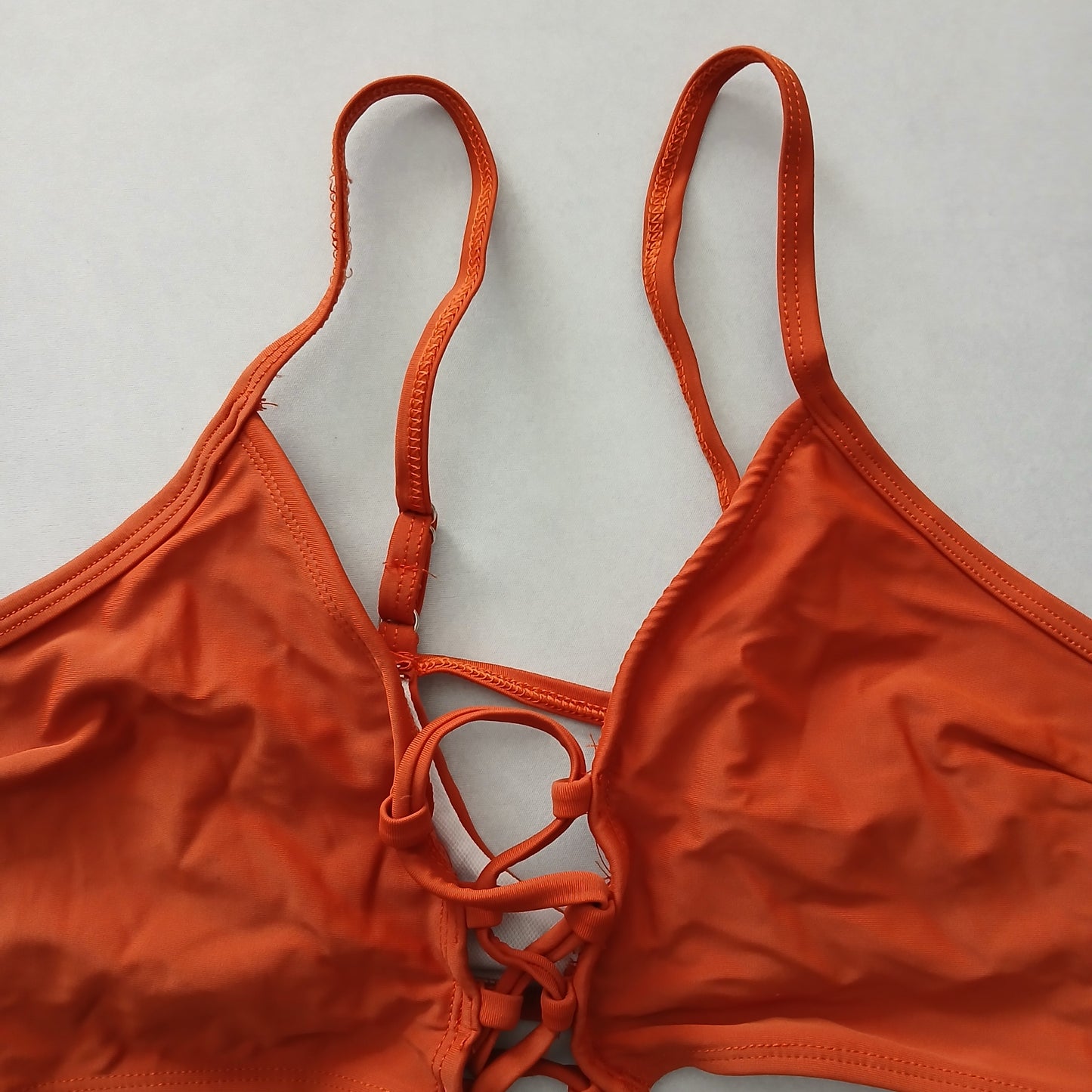 Orange Y2K Swim Resort Beach Vacation Grunge Tropical Goth Bikini Top Large