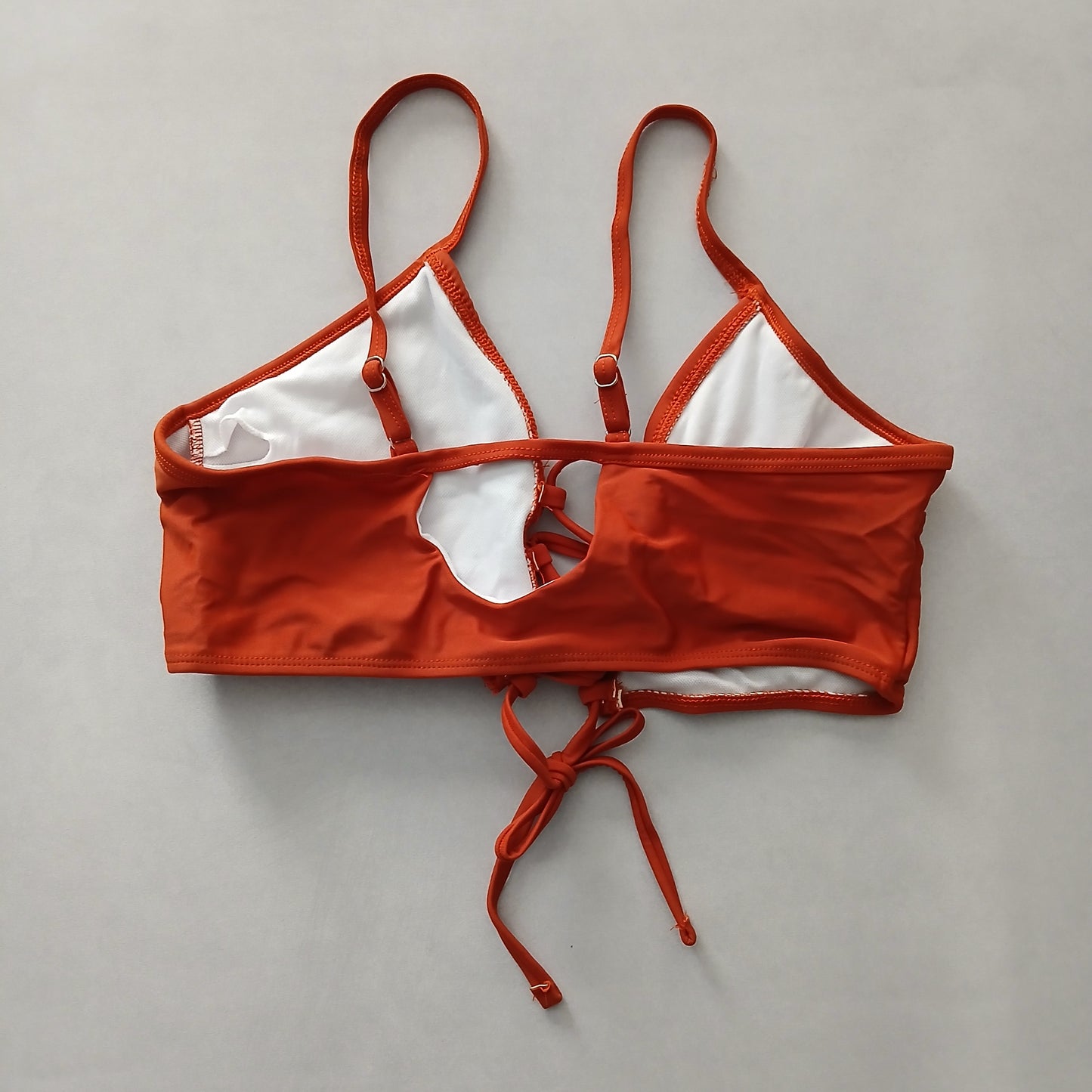 Orange Y2K Swim Resort Beach Vacation Grunge Tropical Goth Bikini Top Large