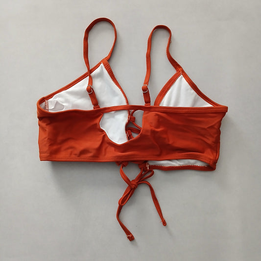 Orange Y2K Swim Resort Beach Vacation Grunge Tropical Goth Bikini Top Large