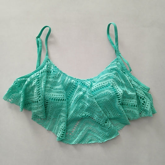 Green Y2K Swim Resort Beach Vacation Grunge Tropical Lace Goth Bikini Top Large