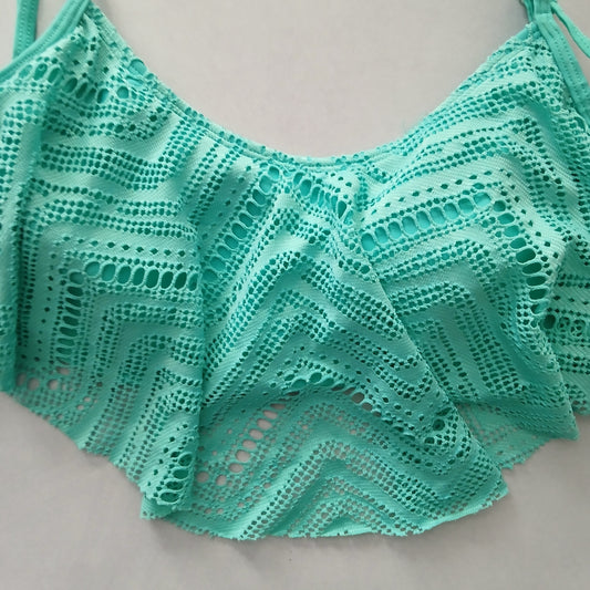 Green Y2K Swim Resort Beach Vacation Grunge Tropical Lace Goth Bikini Top Large