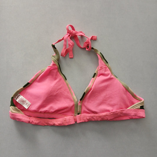 Pink Y2K Swim Resort Beach Junior Grunge Goth Camo Sequin Bikini Top Large 14