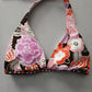 Brown Y2K Swim Resort Beach Vacation Floral Grunge Halter Goth Bikini Top Large