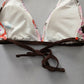 Brown Y2K Swim Resort Beach Vacation Floral Grunge Halter Goth Bikini Top Large