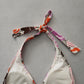 Brown Y2K Swim Resort Beach Vacation Floral Grunge Halter Goth Bikini Top Large
