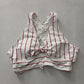 White Y2K Swim Resort Beach Vacation Stripe Grunge Crisscross Bikini Top Large