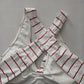 White Y2K Swim Resort Beach Vacation Stripe Grunge Crisscross Bikini Top Large